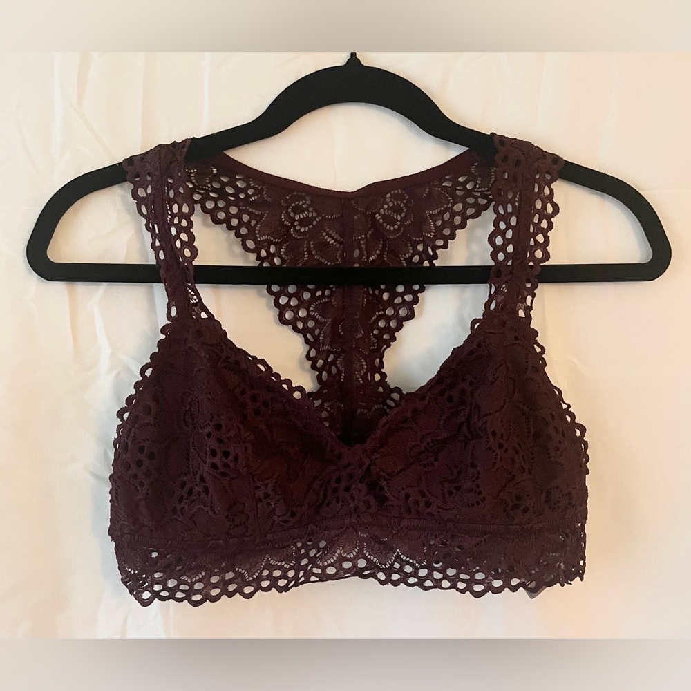 Aerie Burgundy Lace Bralette Size L